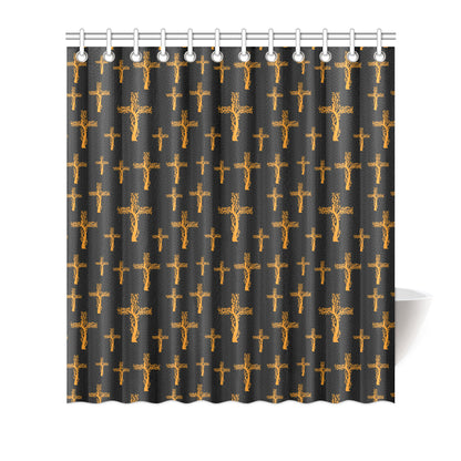 Christian Tree of Life Cross Design Shower Curtain