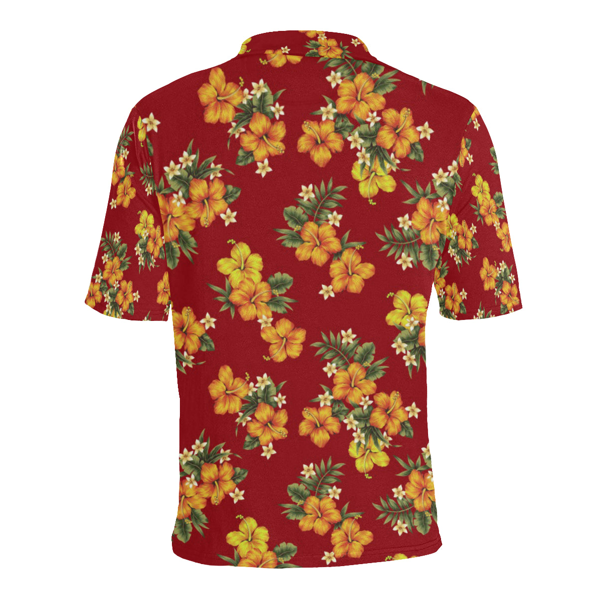 Orange Hibiscus Pattern Print Design HB026 Men Polo Shirt