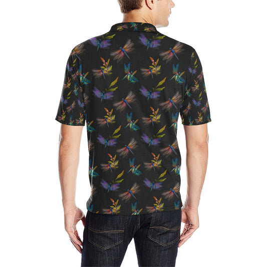 Dragonfly Colorful Realistic Print Men Polo Shirt