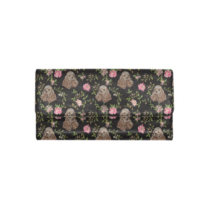 Cocker Pattern Print Design 03 Women's Trifold Wallet