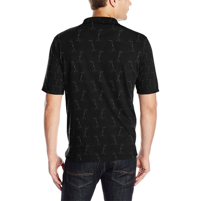 Black Cat Pattern Print Design 03 Men Polo Shirt