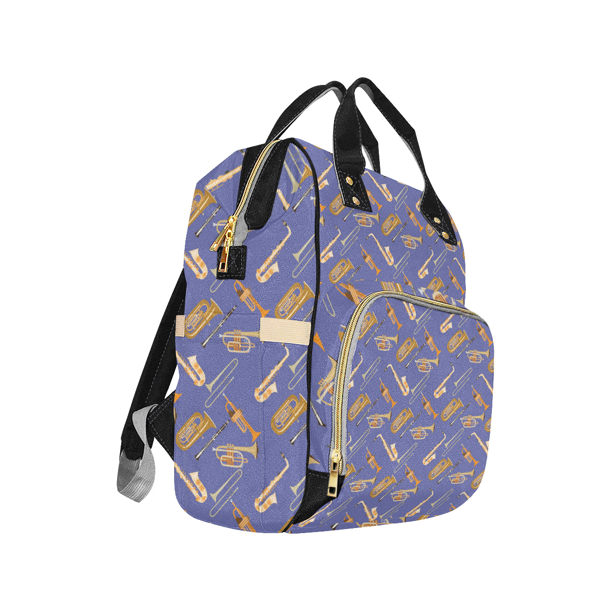 Trombone Pattern Print Design 02 Diaper Bag Backpack