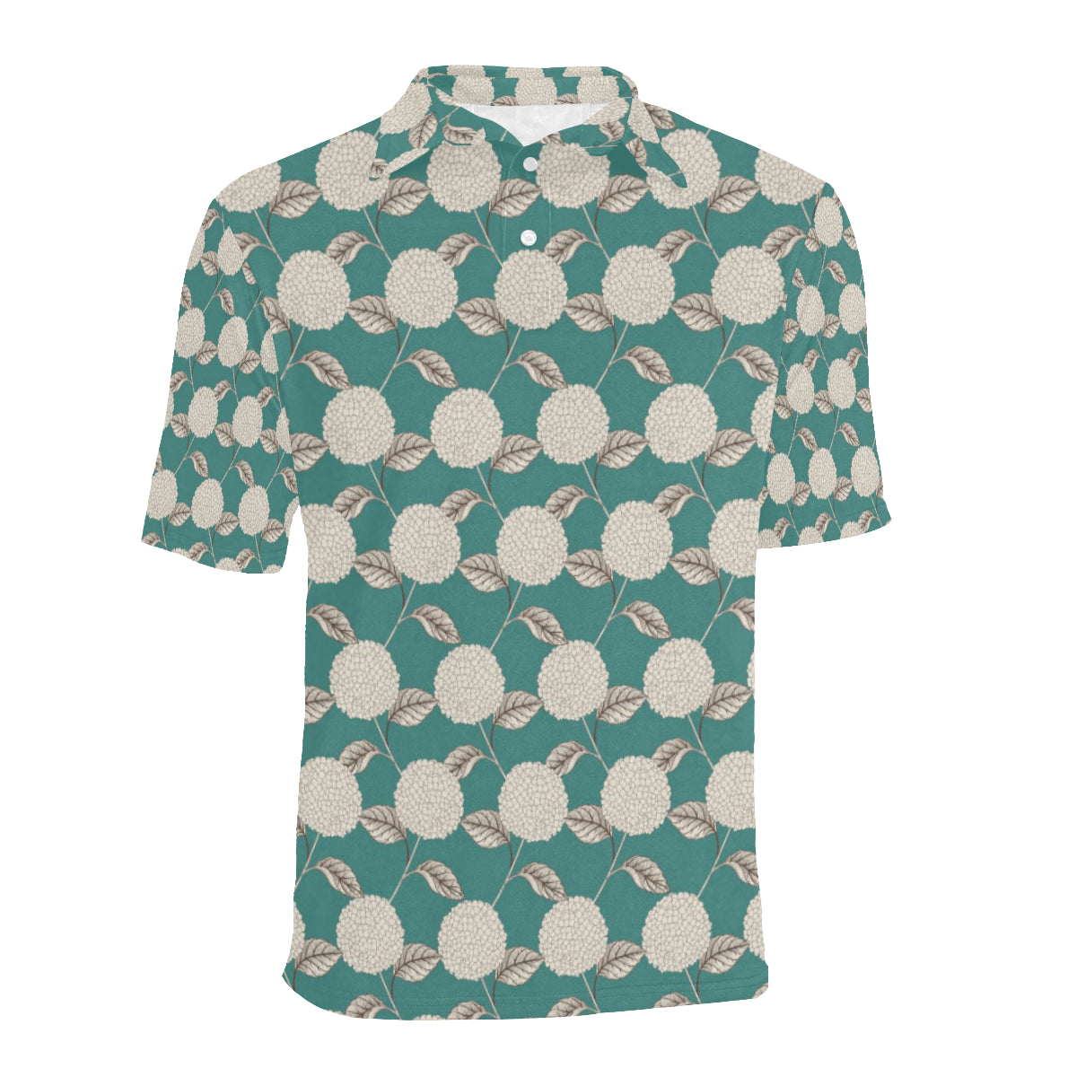 Hydrangea Pattern Print Design HD03 Men Polo Shirt