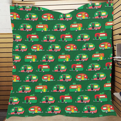 Camper Camping Christmas Themed Print Premium Quilt