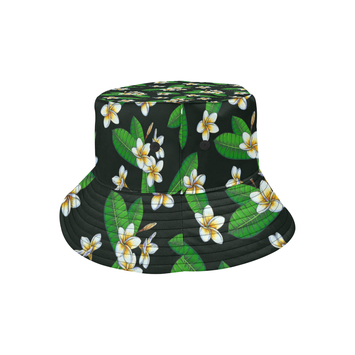 White Plumeria Pattern Print Design PM023 Unisex Bucket Hat