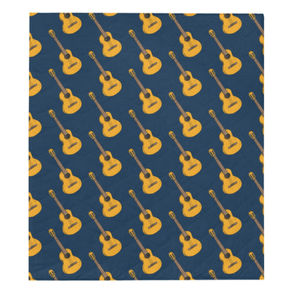 Acoustic Guitar Pattern Print Design 04 Premium Quilt
