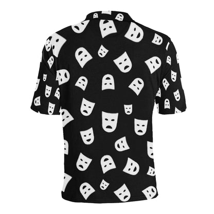 Acting Mask Pattern Print Design 03 Men Polo Shirt