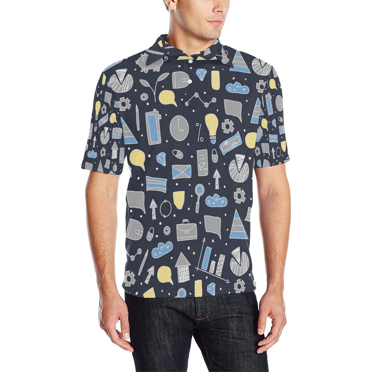 Accounting Financial Pattern Print Design 04 Men Polo Shirt