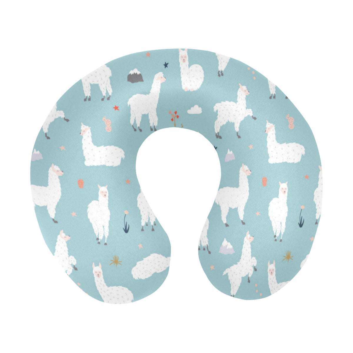 Alpaca Pattern Print Design 02 U-Shaped Travel Neck Pillow