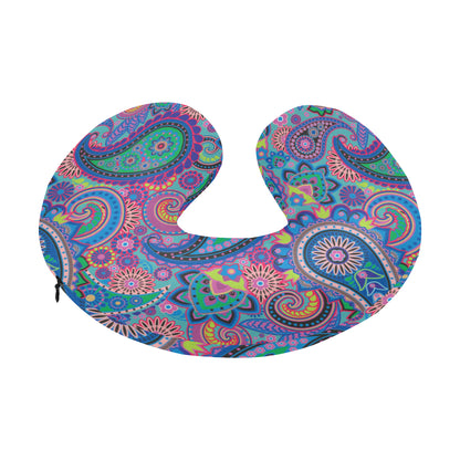 Paisley Colorful Pattern Print Design A02 U-Shaped Travel Neck Pillow