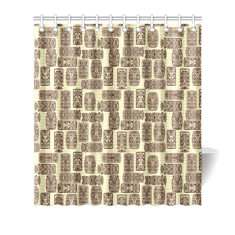 Tiki Brown Mask Print Shower Curtain