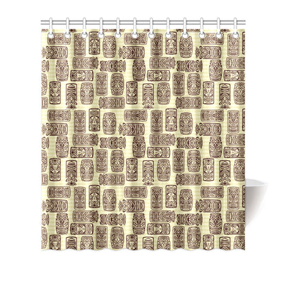 Tiki Brown Mask Print Shower Curtain