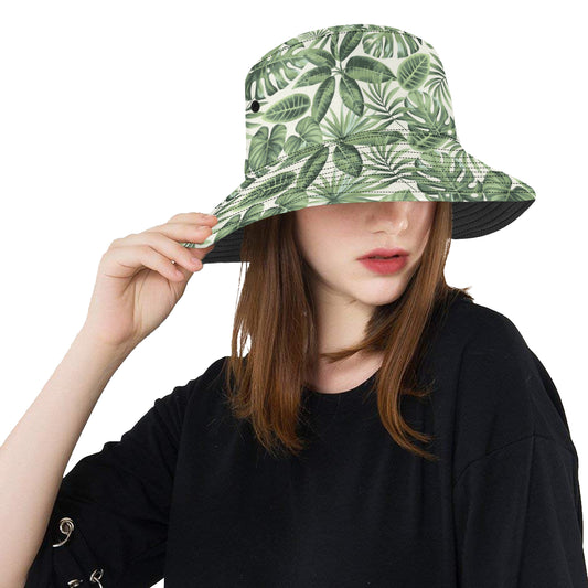 Palm Leaves Pattern Print Design PL014 Unisex Bucket Hat