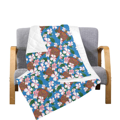 Sea Turtle Pink Hibiscus Hawaiian Print Premium Quilt