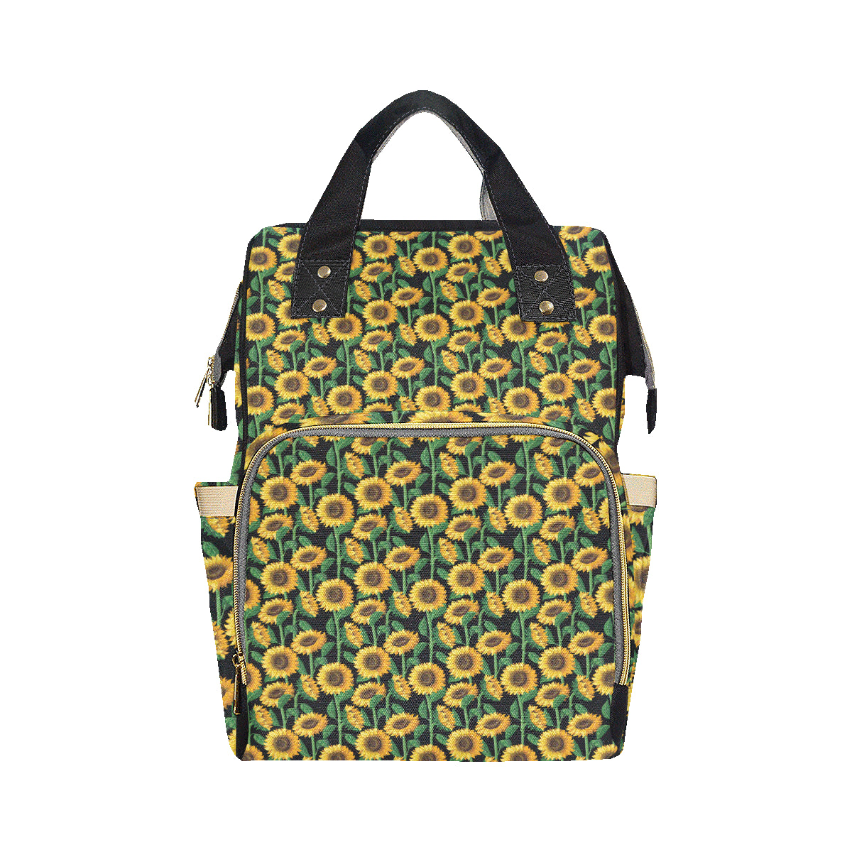 Sunflower Realistic Print Pattern Diaper Bag Backpack