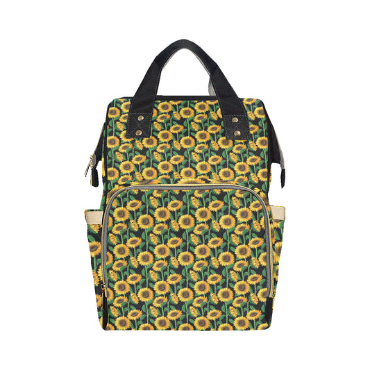 Sunflower Realistic Print Pattern Diaper Bag Backpack