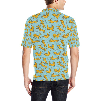 Dachshund Pattern Print Design 08 Men Polo Shirt