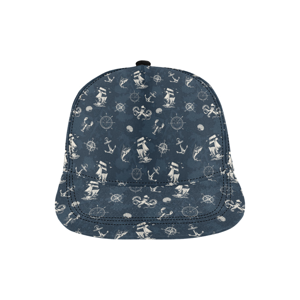 Nautical Sea Themed Print Snapback Cap