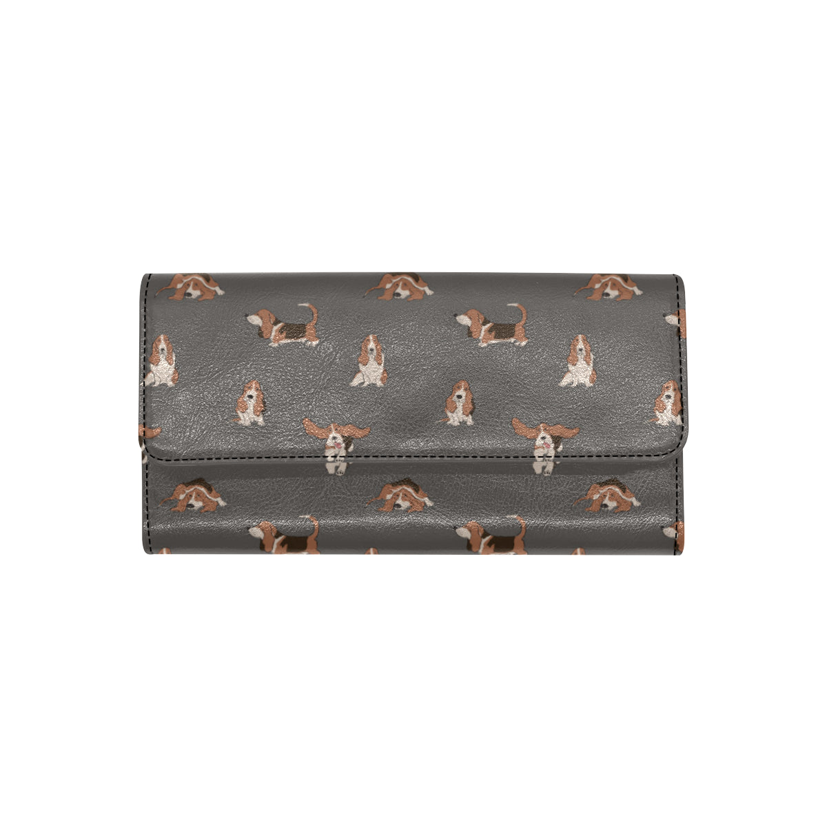 Basset Hound Pattern Print Design 03 Women's Trifold Wallet