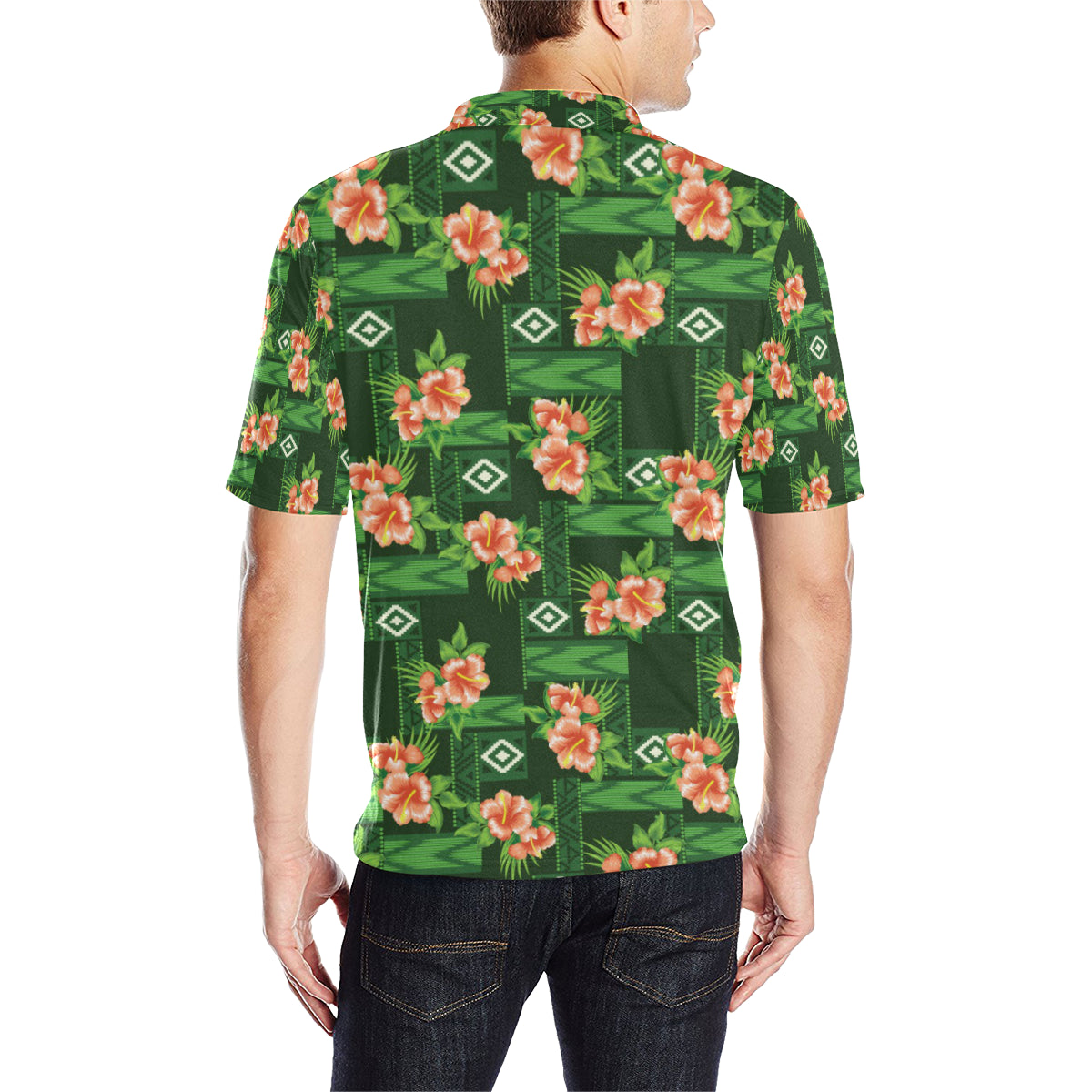 Hibiscus Pattern Print Design HB05 Men Polo Shirt