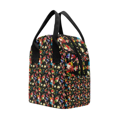 Skull Roses Flower Design Themed Print Insulated Lunch Bag