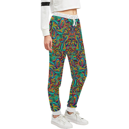 Psychedelic Trippy Floral Design Unisex Sweatpants