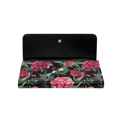 Peony Pattern Print Design PE04 Women's Trifold Wallet