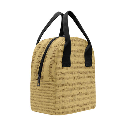 Music Note Vintage Themed Print Insulated Lunch Bag