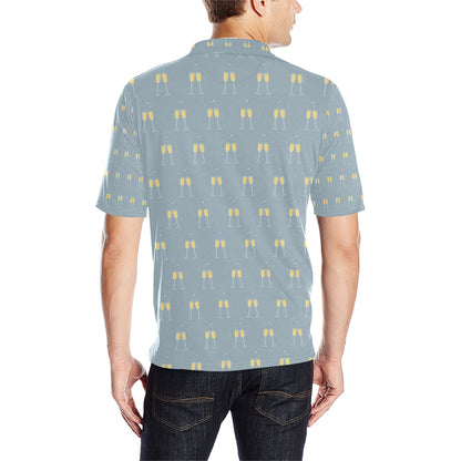 Champagne Pattern Print Design 03 Men Polo Shirt