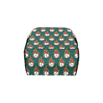 Baseball Fire Print Pattern Diaper Bag Backpack