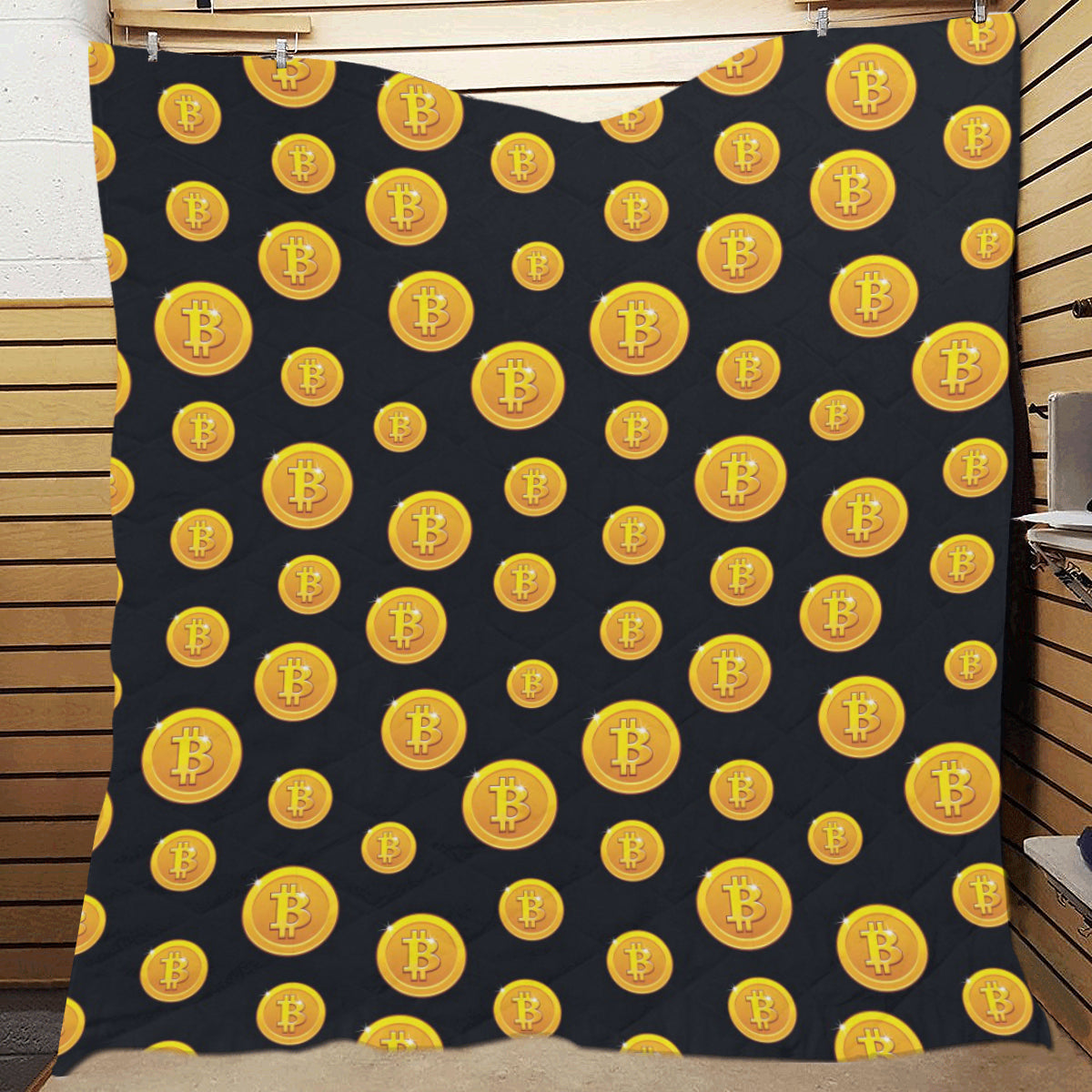 Bitcoin Pattern Print Design DO04 Premium Quilt