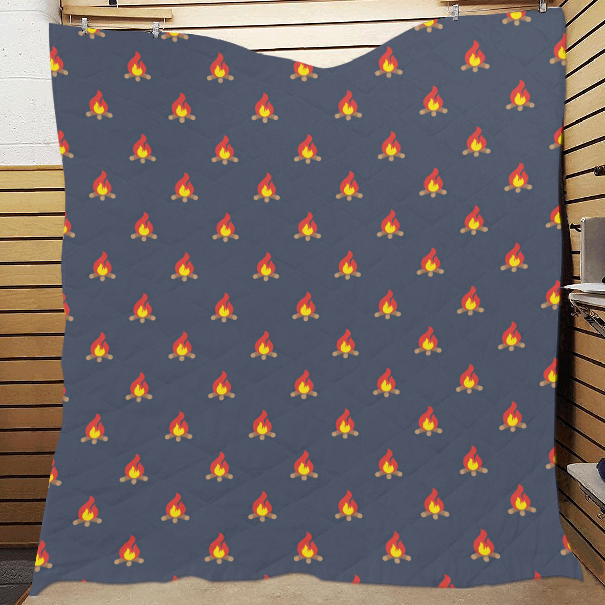 Campfire Pattern Print Design 02 Premium Quilt