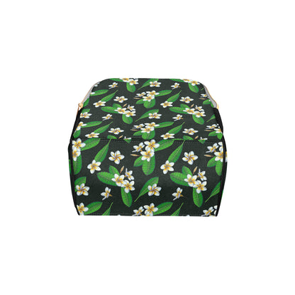 White Plumeria Pattern Print Design PM023 Diaper Bag Backpack