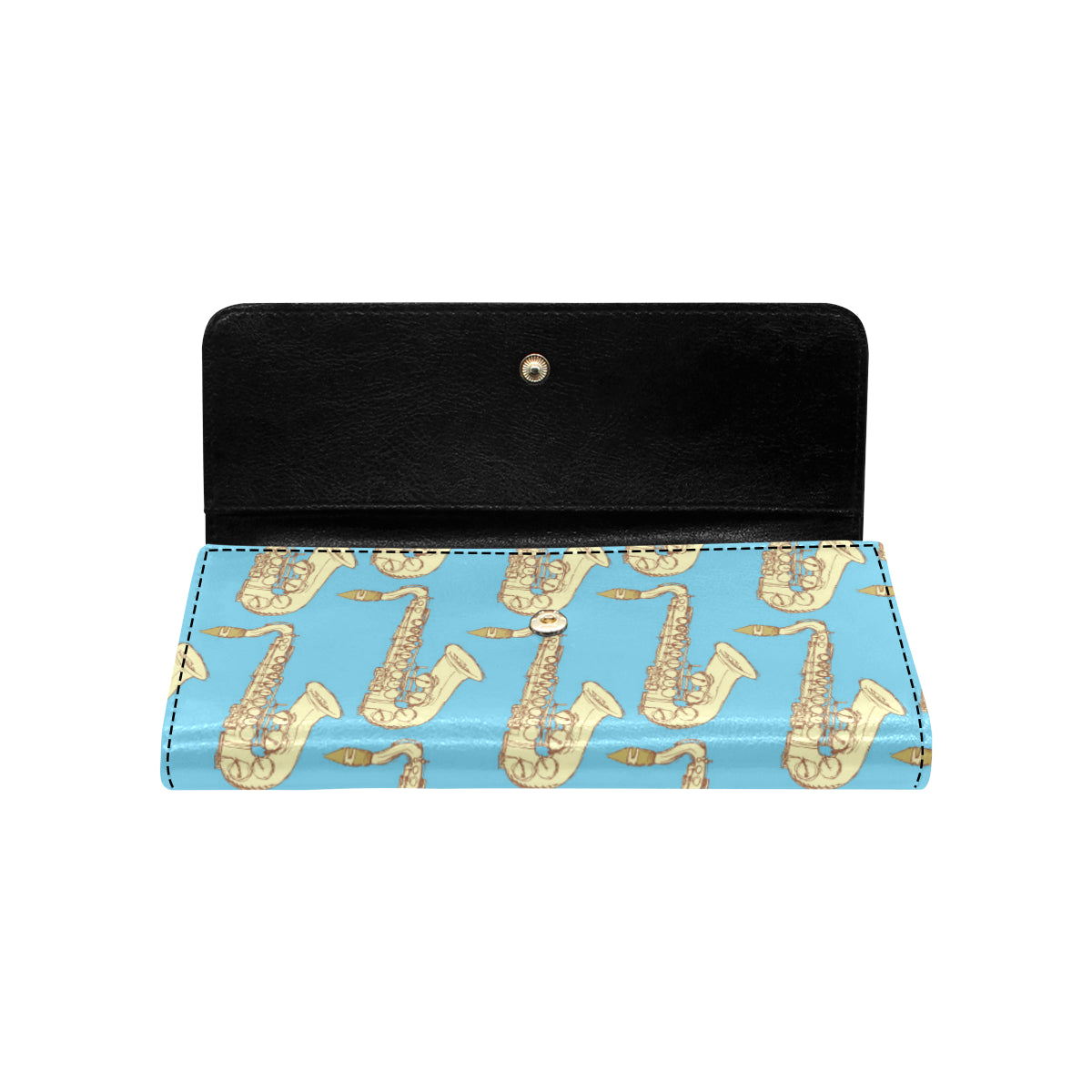 Saxophone Pattern Print Design 03 Women's Trifold Wallet