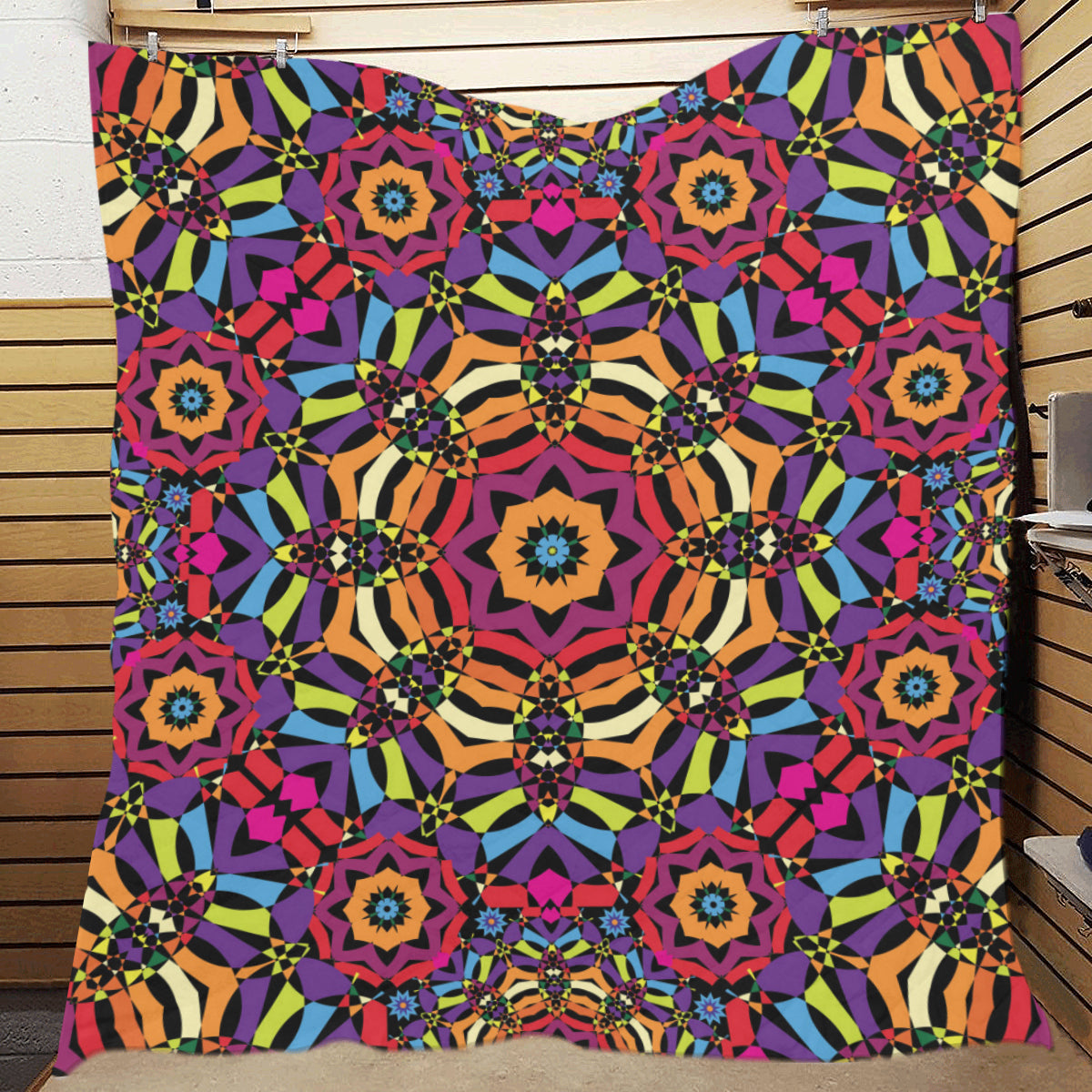 Kaleidoscope Pattern Print Design 01 Premium Quilt