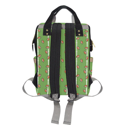 American Football on Field Themed Print Diaper Bag Backpack