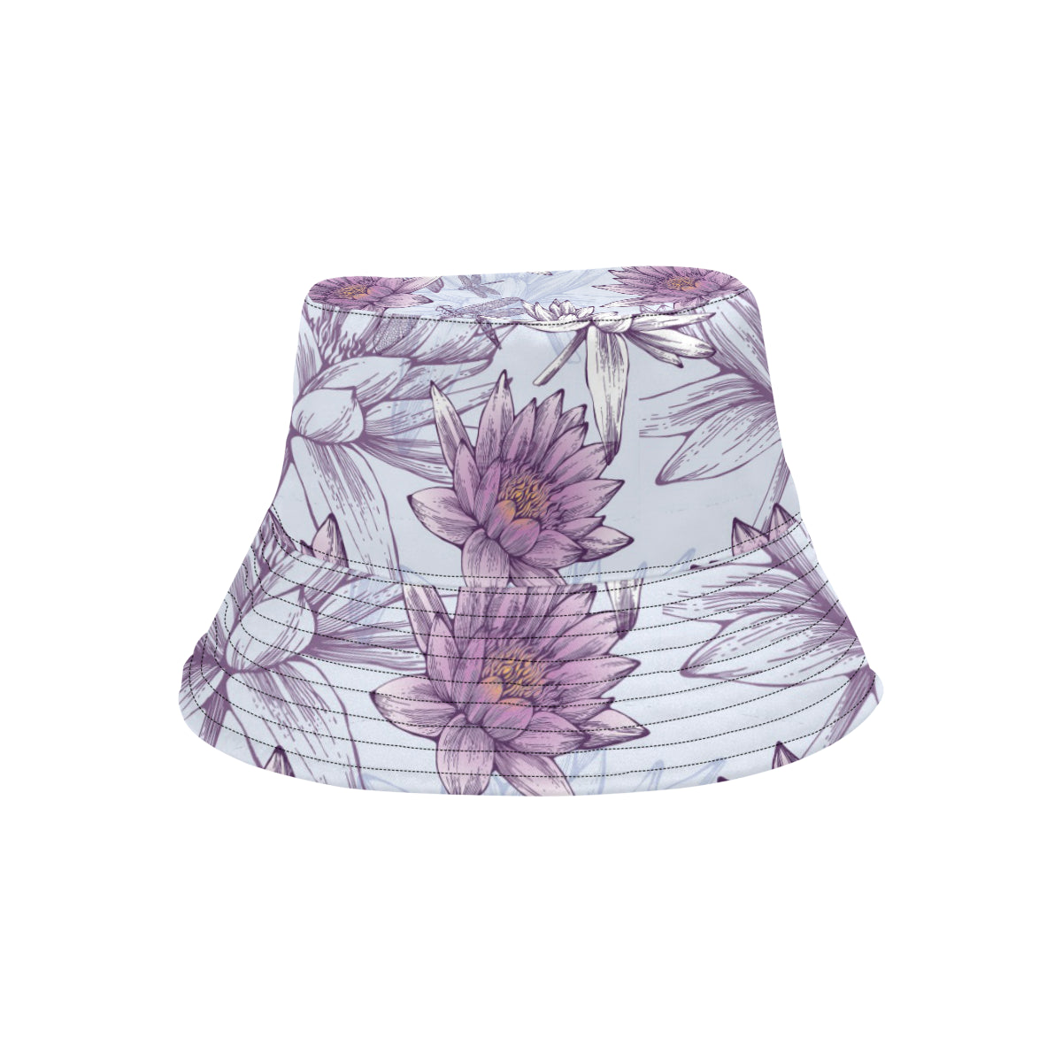 Water Lily Pattern Print Design WL01 Unisex Bucket Hat