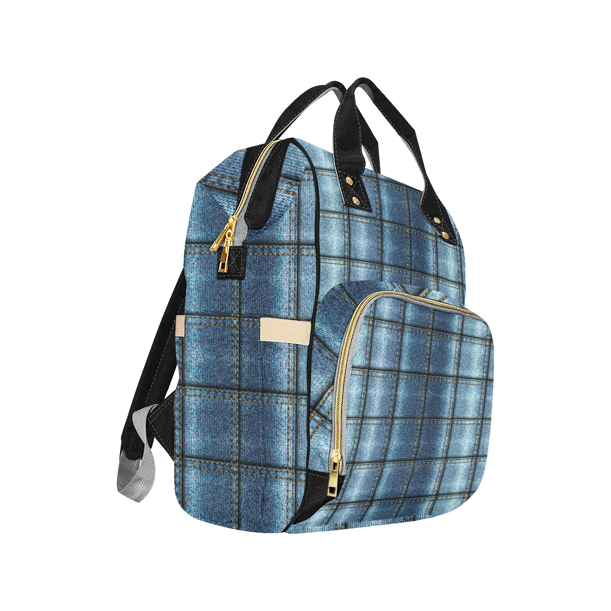 Jean Patchwork Pattern Print Design 02 Diaper Bag Backpack
