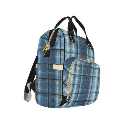 Jean Patchwork Pattern Print Design 02 Diaper Bag Backpack
