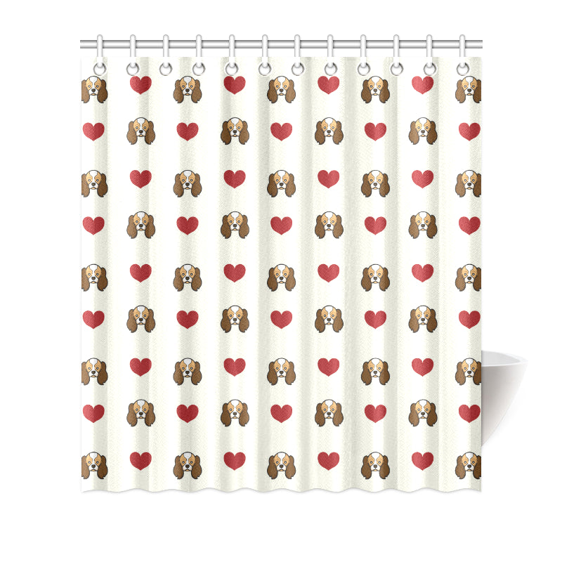 Cavalier King Charles Spaniels Pattern Print Desig Shower Curtain