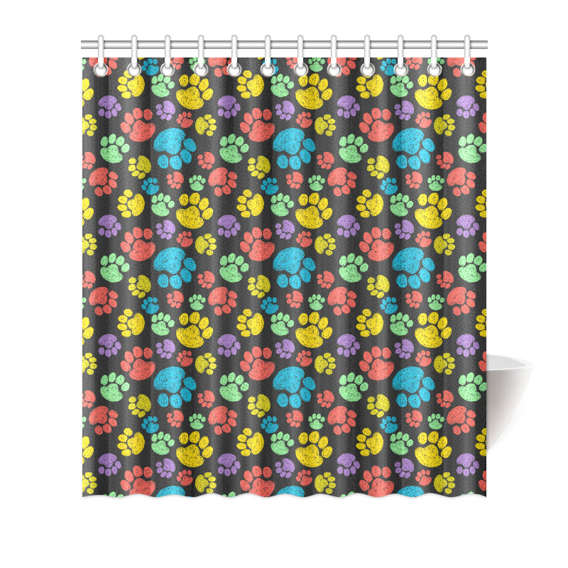 Paw Colorful Print Shower Curtain