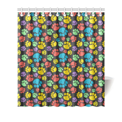 Paw Colorful Print Shower Curtain