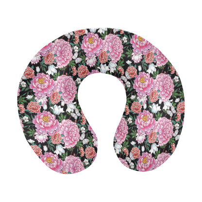 Dahlia Pattern Print Design 02 U-Shaped Travel Neck Pillow