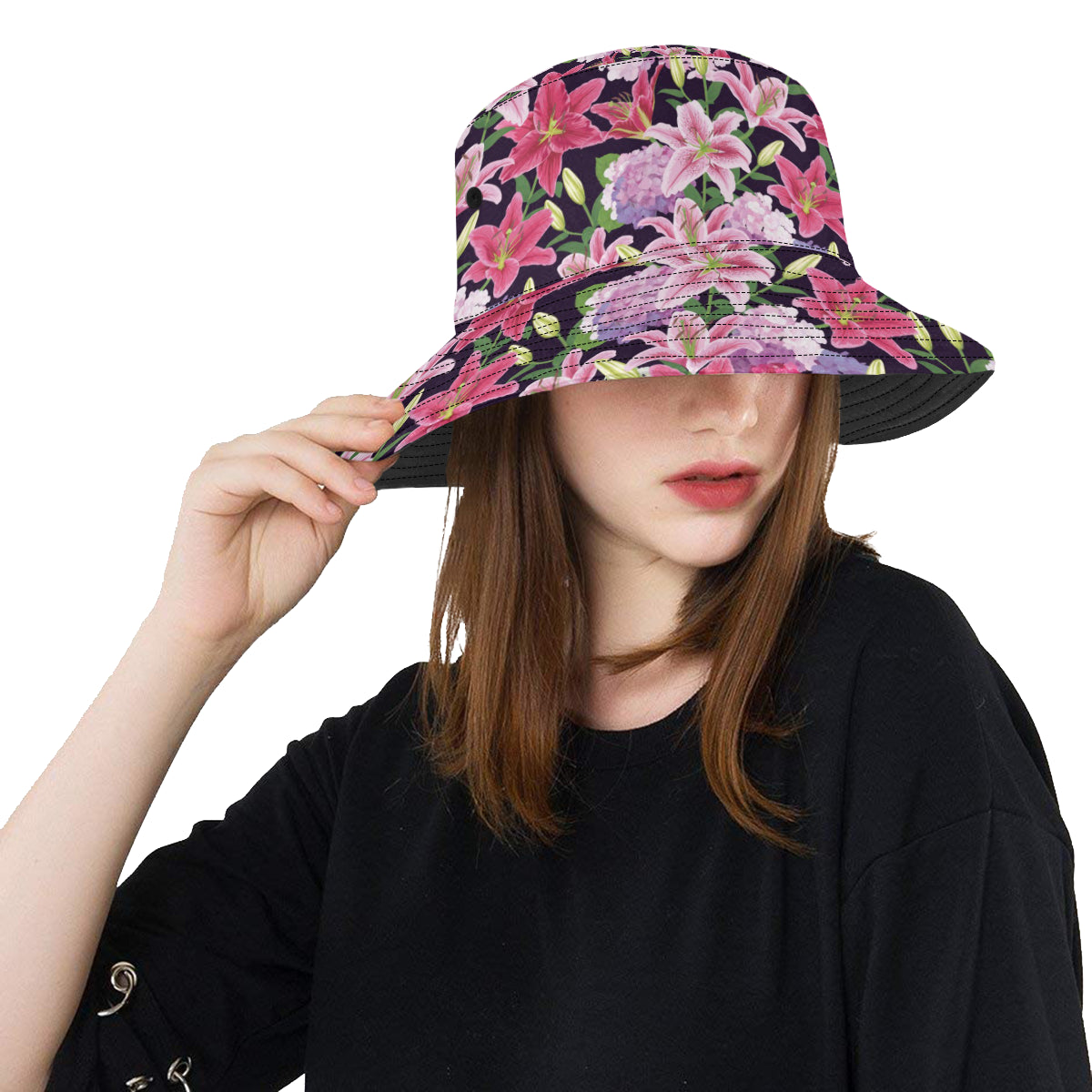 Lily Pattern Print Design LY017 Unisex Bucket Hat