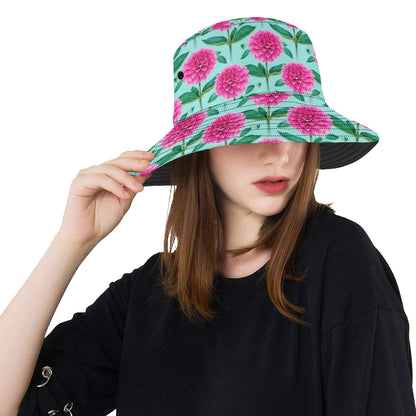 Dahlia Pattern Print Design DH08 Unisex Bucket Hat