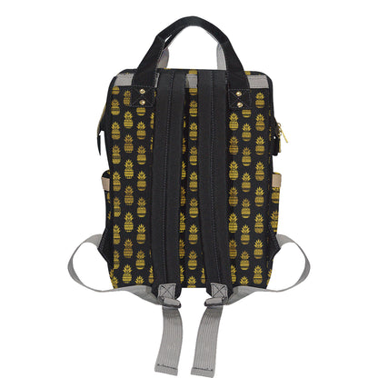 Pineapple Gold Tribal Style Print Diaper Bag Backpack