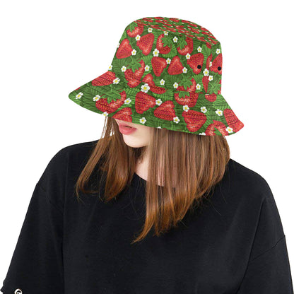 Strawberry Pattern Print Design SB05 Unisex Bucket Hat