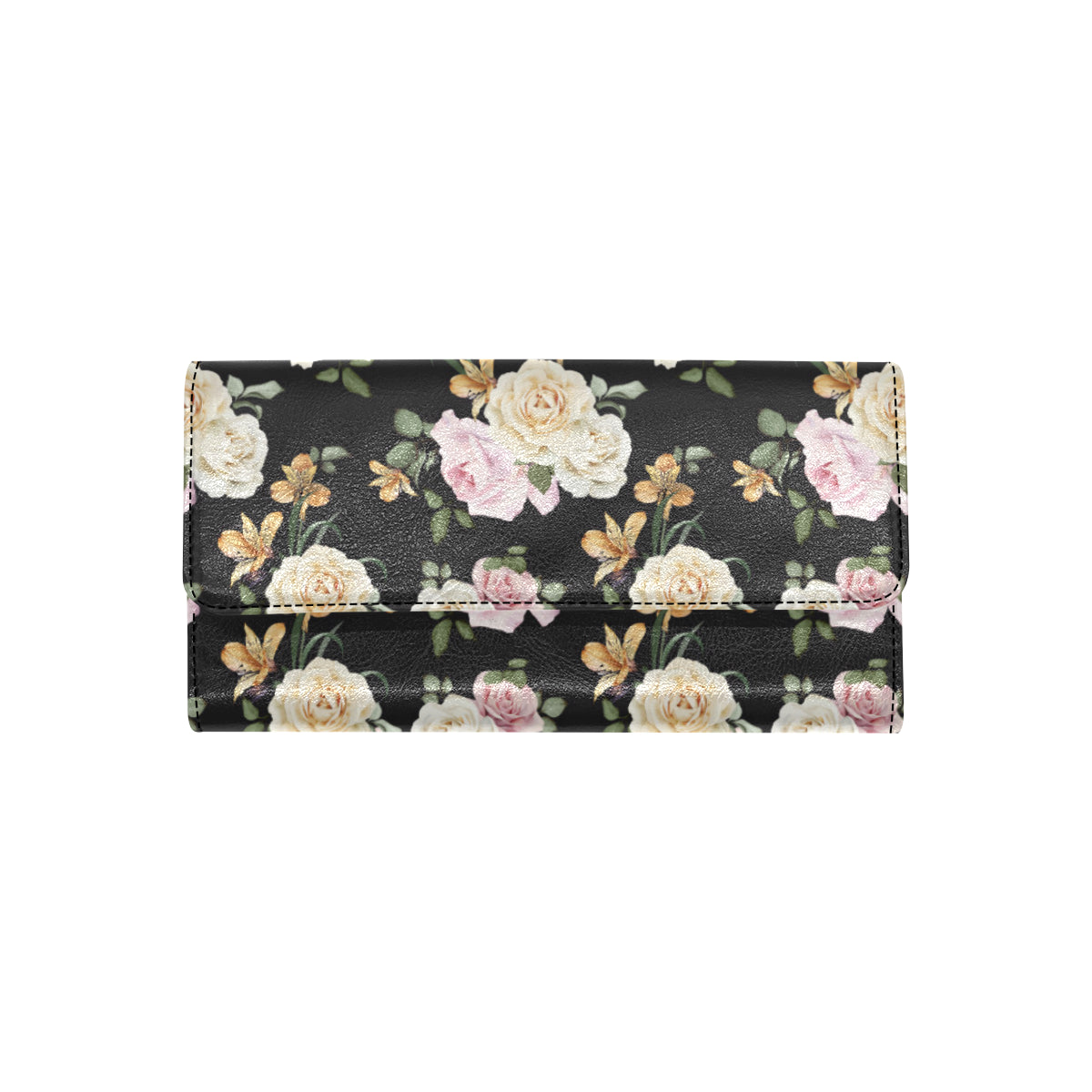 Rose Pattern Print Design A01 Women's Trifold Wallet