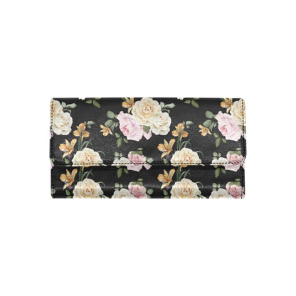 Rose Pattern Print Design A01 Women's Trifold Wallet