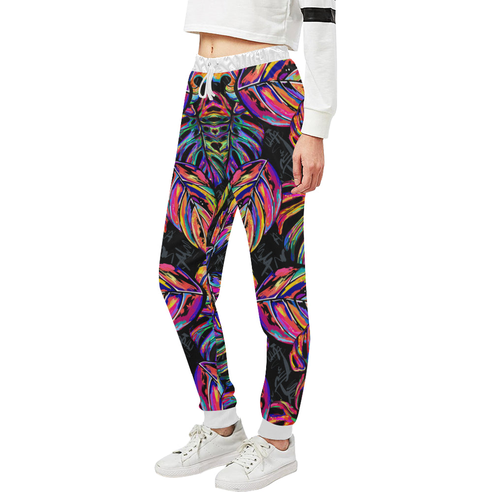 Neon Color Tropical Palm Leaves Unisex Sweatpants